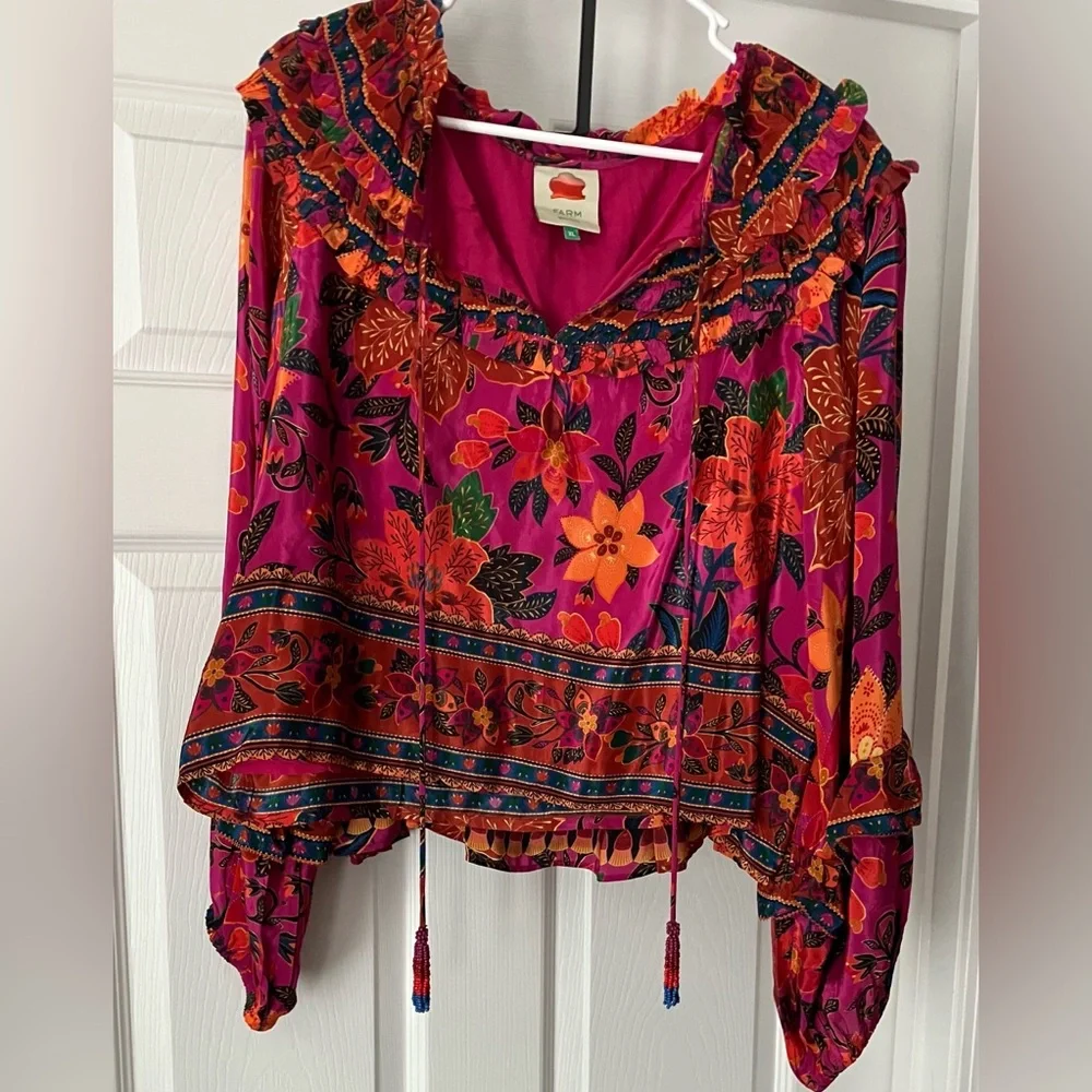 Farm Rio Pink Tapestry Blouse and Mini Skirt Set XL - Picture 5 of 7